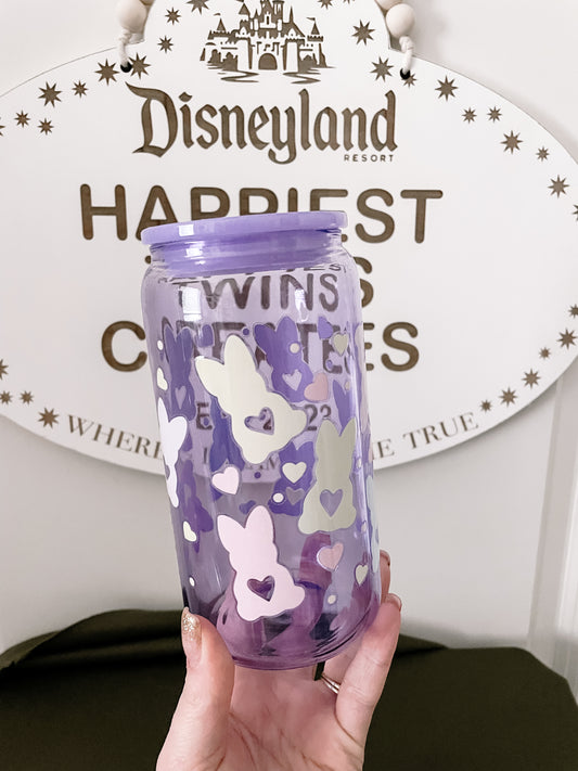 Pastel Bunnies Glass Can