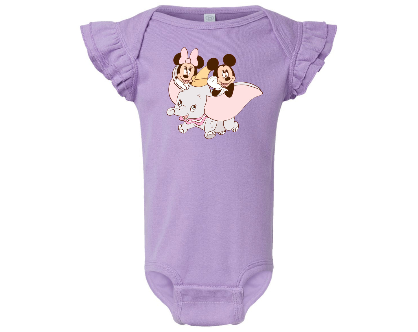 Mouse Elephant Ride Flutter T and Onesie